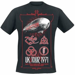 Led Zeppelin Tričko UK Tour 1971 Černá 2XL