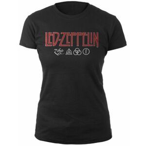Led Zeppelin Tričko Logo & Symbols Černá S