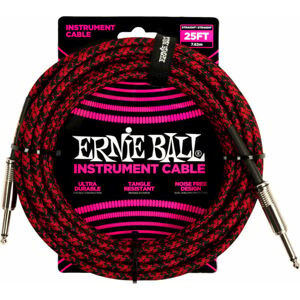 Ernie Ball Braided Straight Straight Inst Cable Černá-Červená 7,5 m Rovný - Rovný