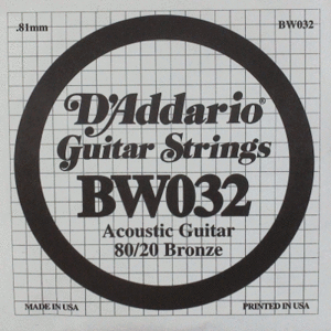 D'Addario BW032 80/20 BRONZE 032 Samostatná struna pro kytaru