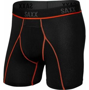 SAXX Kinetic Boxer Brief Black/Vermillion 2XL Fitness spodní prádlo