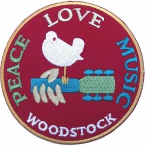 Woodstock Peace Love Music Nášivka Černá-Červená