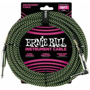 Ernie Ball P06082-EB Černá-Zelená 5,5 m Rovný - Lomený
