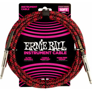 Ernie Ball Braided Straight Straight Inst Cable Černá-Červená 3 m Rovný - Lomený