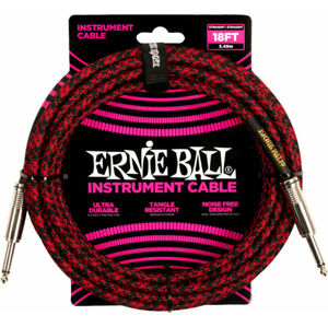 Ernie Ball Braided Straight Straight Inst Cable Černá-Červená 5,5 m Rovný - Rovný