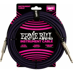 Ernie Ball Braided Straight Straight Inst Cable Černá-Fialová 5,5 m Rovný - Rovný