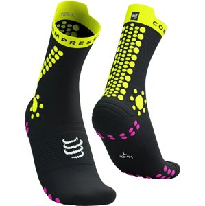 Compressport Pro Racing Socks V4.0 Trail Black/Safety Yellow/Neon Pink T1 Běžecké ponožky