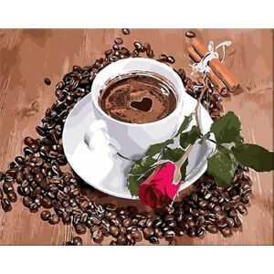 Zuty Malování podle čísel Šálek kávy a růže