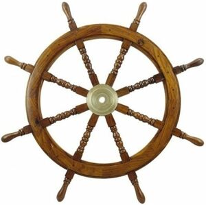 Sea-club Steering Wheel wood with brass center - o 90cm
