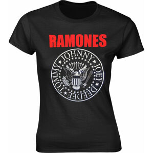 Ramones Tričko Red Text Seal Logo Černá XL