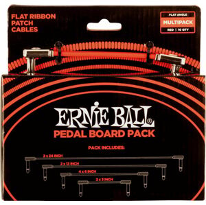 Ernie Ball Flat Ribbon Patch Cables Pedalboard Červená 15 cm-30 cm-60 cm-7,5 cm Lomený - Lomený