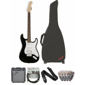 Fender Squier Bullet Stratocaster HSS HT IL Black Deluxe SET Černá