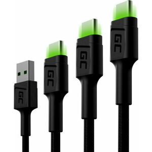 Green Cell KABGCSET01 Set 3x GC Ray USB-C Cable Černá 120 cm-200 cm-30 cm USB kabel