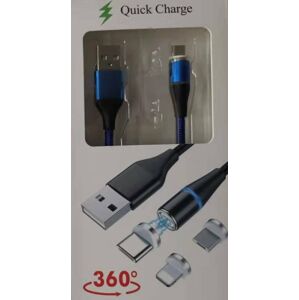 PremiumCord Magnetic microUSB and USB-C Charging Cable Blue Modrá 1 m USB kabel