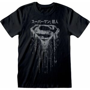 Superman Tričko Japanese Logo Distressed Černá 2XL