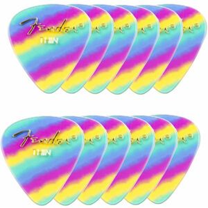 Fender 351 Shape Premium Picks Thin Rainbow 12 Pack