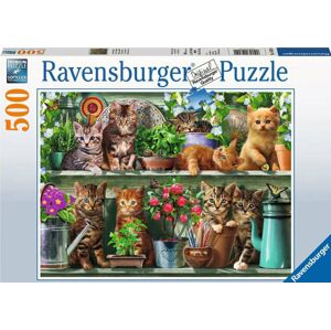Ravensburger Puzzle Kočky Na Policích Mezi Květinami 500 dílů