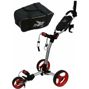 Axglo TriLite 3-Wheel Trolley SET Silver/Red Manuální golfové vozíky