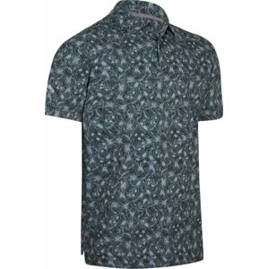 Callaway Mens All Over Outline Floral Print Polo Caviar L