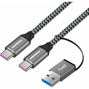 PremiumCord USB-C to USB-C with Reduction Braided Šedá 2 m USB kabel