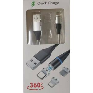 PremiumCord Magnetic microUSB and USB-C Charging Cable Silver Stříbrná 1 m USB kabel