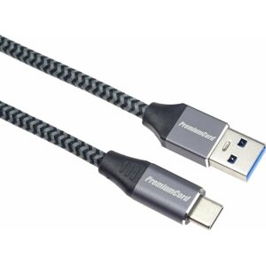 PremiumCord USB-C - USB-A 3.0 Braided Šedá 0,5 m USB kabel