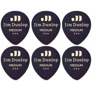 Dunlop 485R-03MD Celluloid Teardrop Black Medium 6 Pack