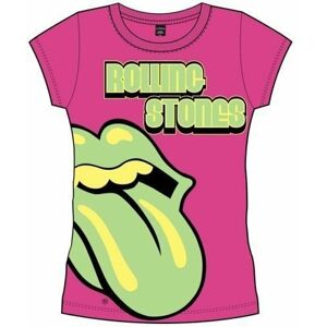 The Rolling Stones Tričko Green Tongue Hot Pink S