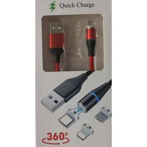 PremiumCord Magnetic microUSB and USB-C Charging Cable Red Červená 1 m USB kabel