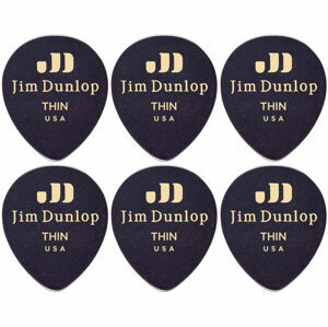 Dunlop 485R-03TH Celluloid Teardrop Black Thin 6 Pack