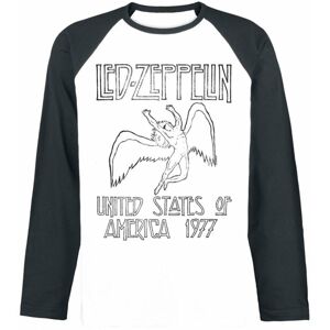 Led Zeppelin Tričko USA 77 L Bílá-Černá
