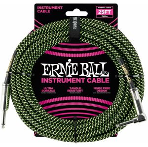Ernie Ball P06066 Černá-Zelená 7,5 m Rovný - Lomený